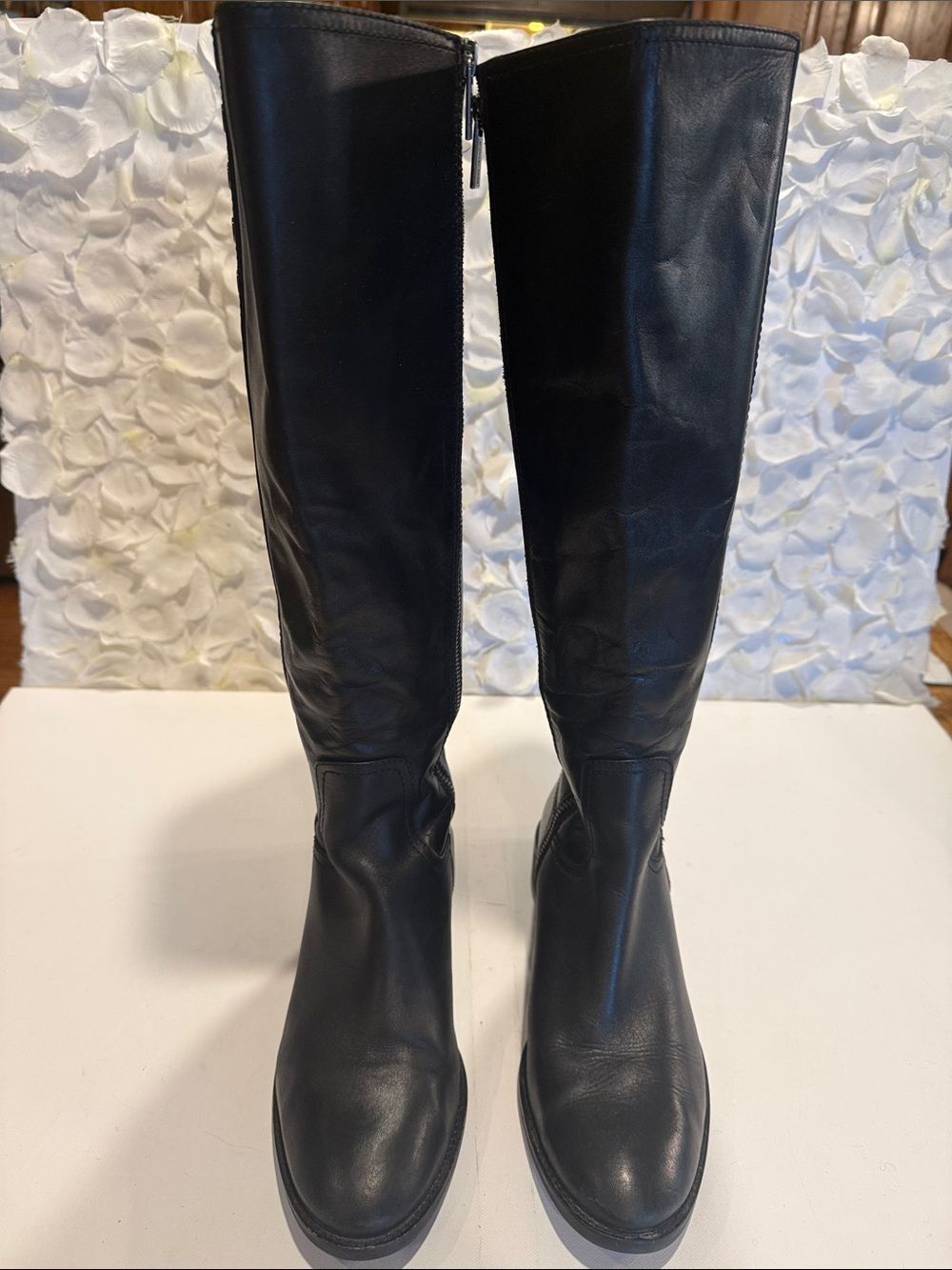 Michael Kors Black Leather Knee-High Lace-Up Boots